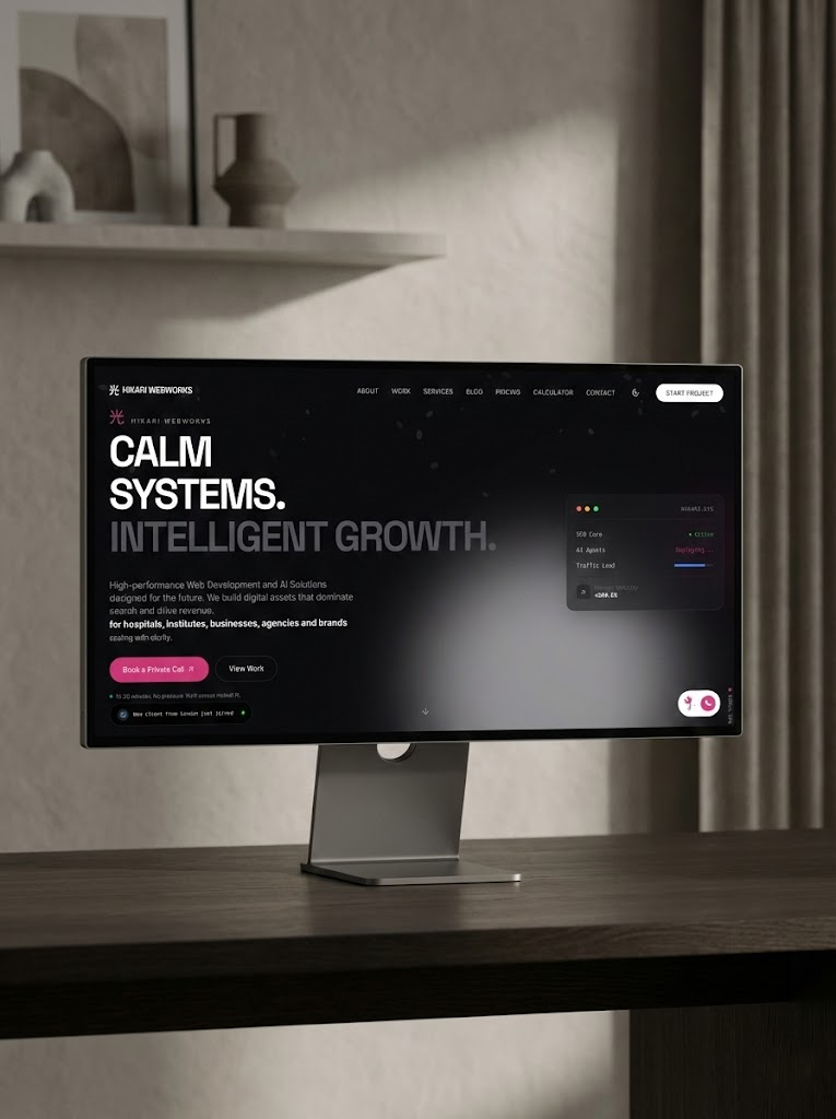 Hikari Webworks agency portfolio showcasing interactive 3D web design